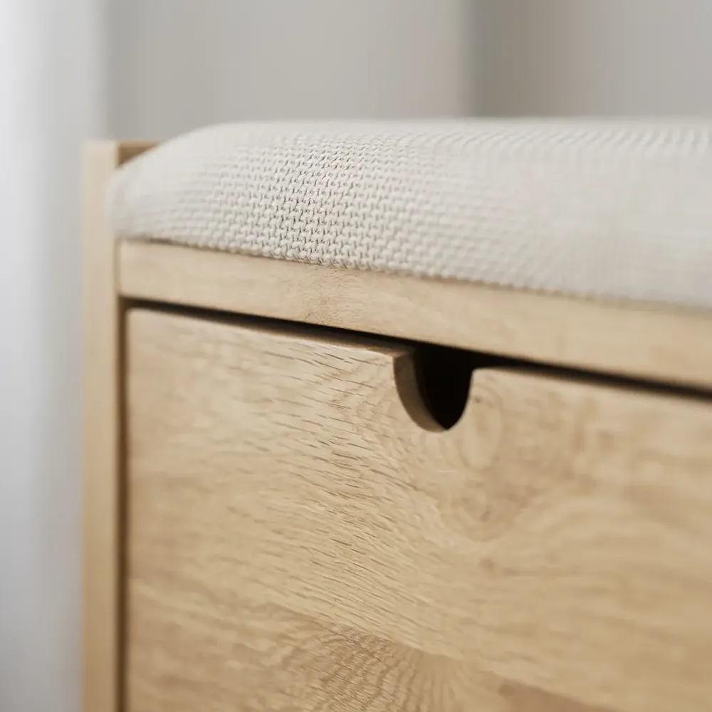 Hillmond Aufbewahrungsbank 80 cm Eiche/beiger Stoff