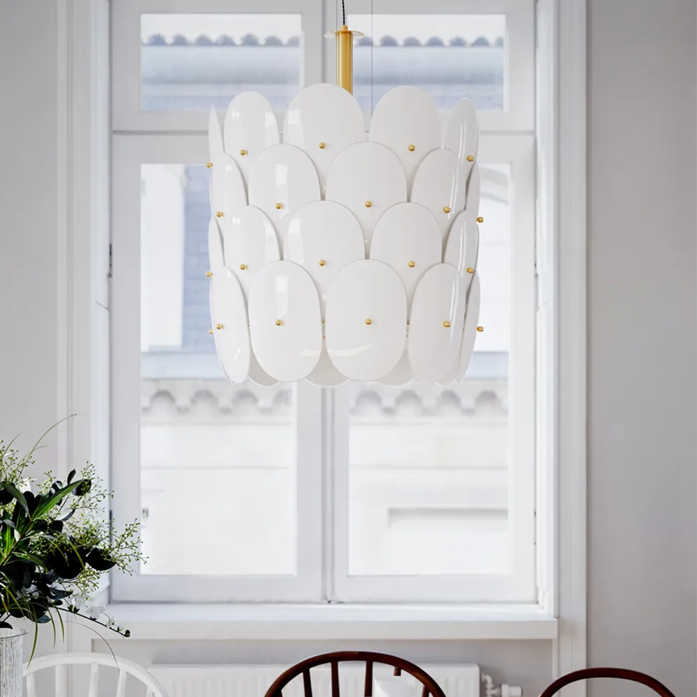 Omlott Hängeleuchte Ø50cm Messing/Weiß