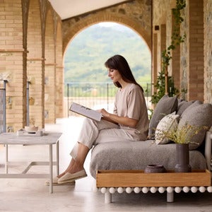 Gestell für Couchtisch, rechteckig, gedreht, sandfarben, Aluminium