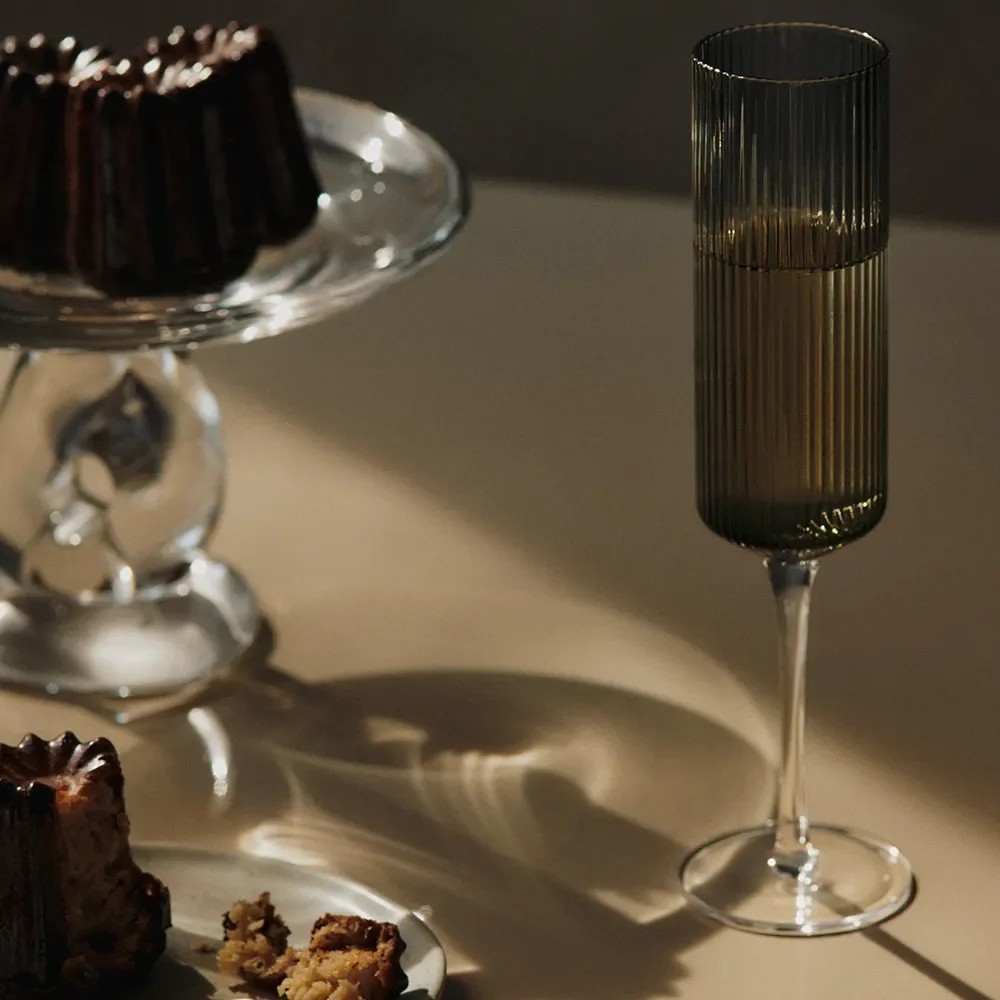 Champagnerglas 2er Pack Ripple Smoked Grey