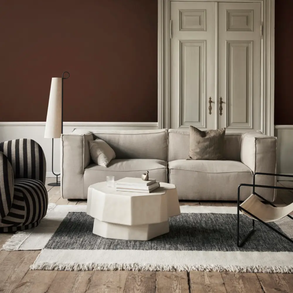 Counter Handgewebter Wollteppich 200x300 cm - Charcoal/Off-white