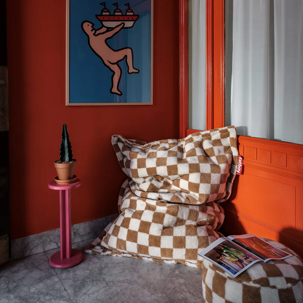 Original Slim Teddy Sitzsack  Chess Almond Creme