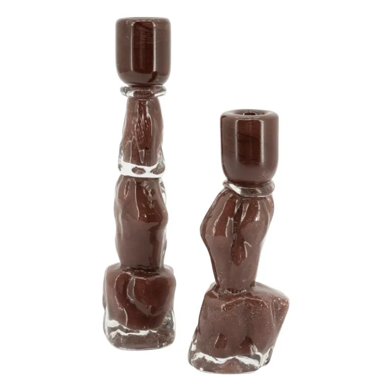 Liqo (set of2) 7x6x19,5 cm Glas Braun
