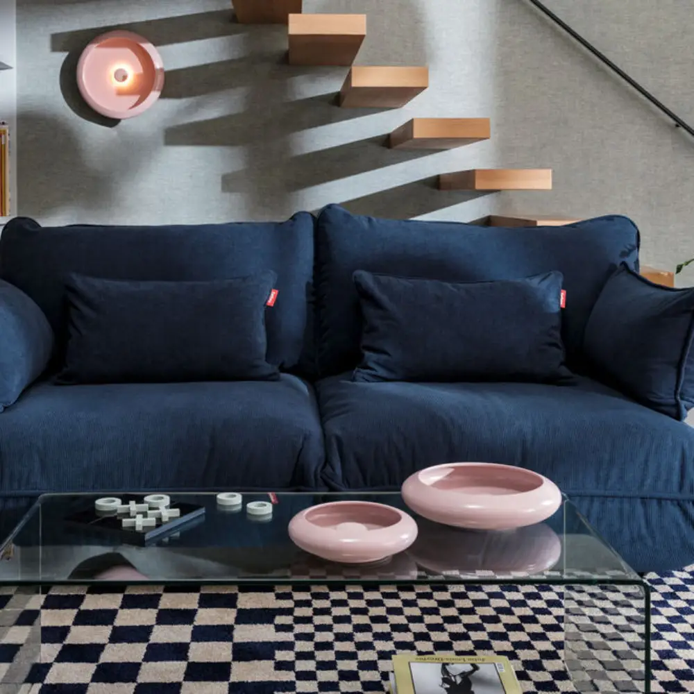 recycled king dekoratives Kissen cord deep blue