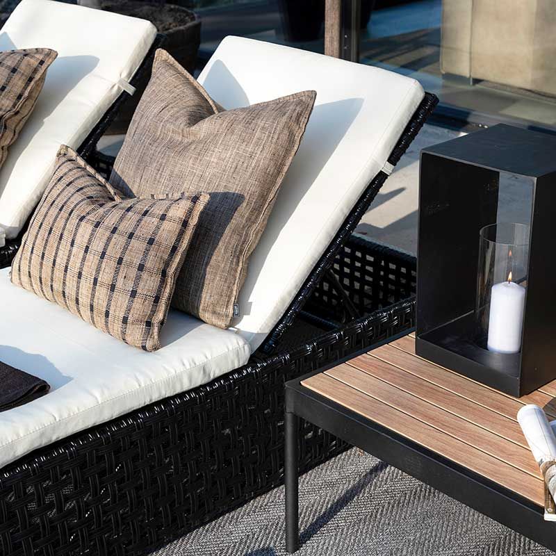 Sonnenliege Orlando Classic Synthetisches Rattan Schwarz ohne Kissen