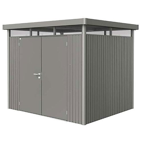 Highline Gerätehaus Doppeltür Größe h3 metallisch quarz-grau Biohort